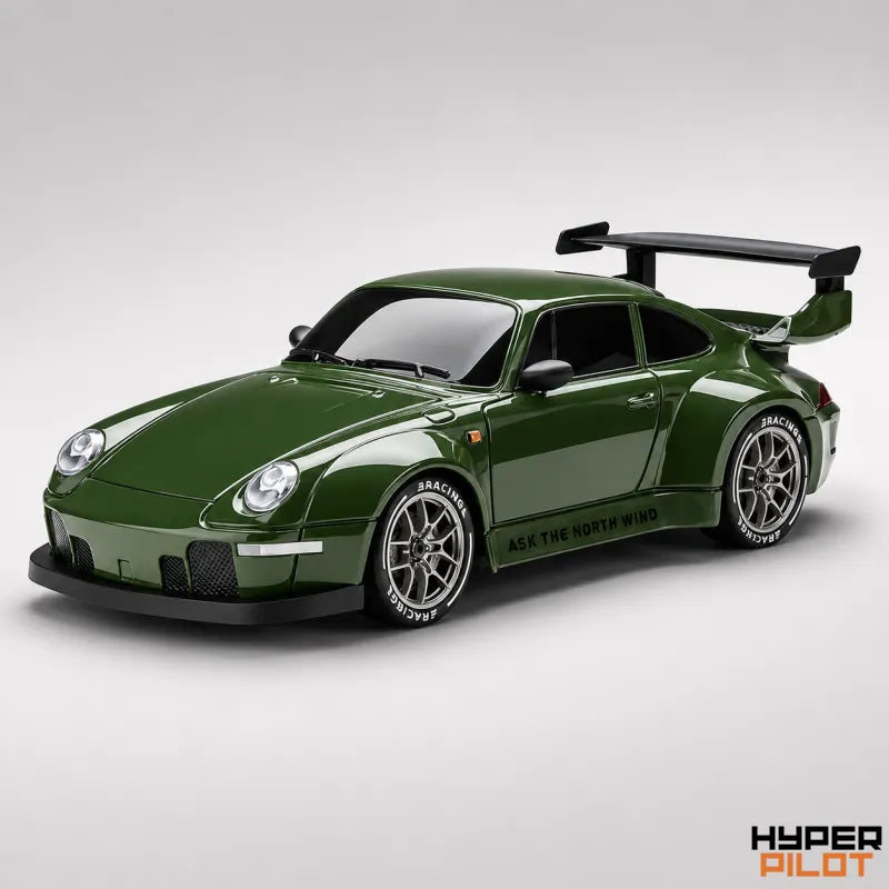 Course de voiture radiocommandée - Vert